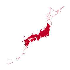 Japan flag on map