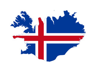 Iceland flag on map