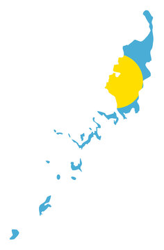 Palau Islands flag on map