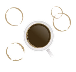 White cup of coffee. Vector illustration