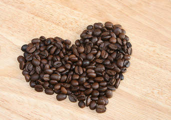 coffee beans as heart