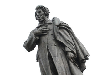Fototapeta na wymiar Polish poet Adam Mickiewicz statue in Warsaw, Poland