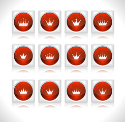 Buttons with crowns. Vector.