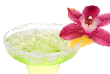 Margarita cocktail drink with orchid flower