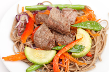 meat with vegetables and noodles