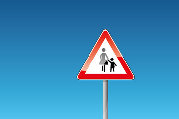 Verkehrszeichen Gehweg Kind Mutter