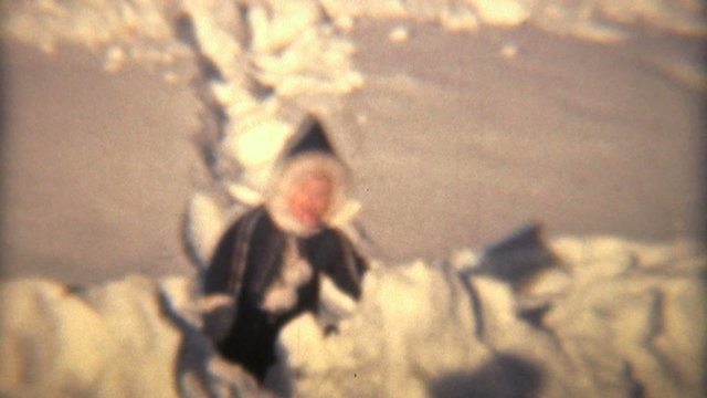 Little Girl Plays In The Snow (1940 Vintage 8mm)