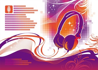 Vector illustration with headphones