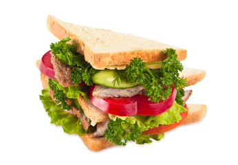 Big sandwich isolated on white