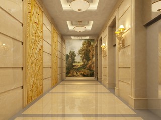Modern corridor interior image ( rendering)