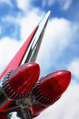 Rear lights in rocket form of vintage car