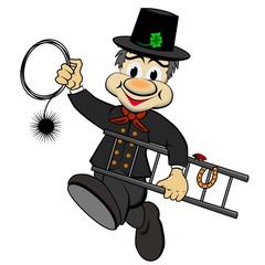 Schornsteinfeger mit Gl&uuml;ckssymbolen