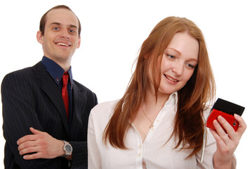 The businesswoman speaks by phone