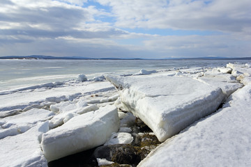 Sea ice is destroyed in the spring