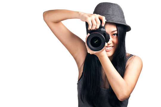 Young asian girl taking a photo