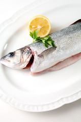 seabass  on  plate,ready to cook