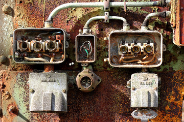 Elektroschrott Industrie Sicherungskasten Rost Kaputt Elektrick