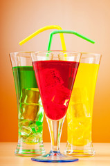 Colourful cocktail in glasses