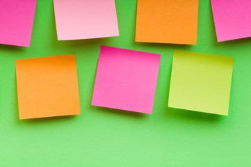 Reminder notes on the bright colorful paper