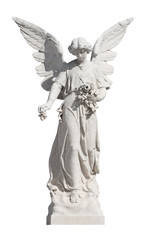 Statue of a young angel isolated on white with clipping path