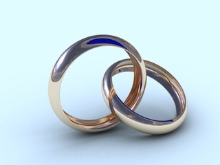 3D Gold wedding rings light 2