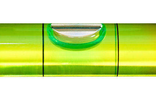 Green bubble level isolated on a white background with clipping