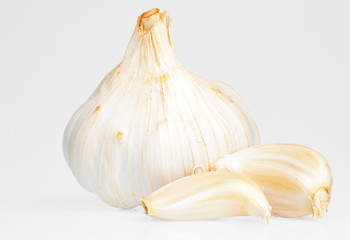 Garlic bulb on a white background