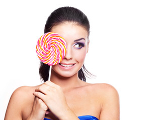 woman with a lollipop