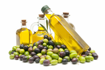 olive oil and fresh olives