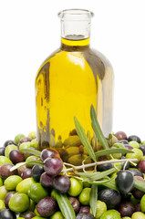 olive oil and fresh olives