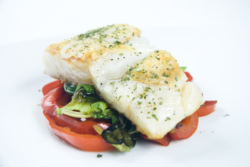 Fresh cod fillet with vegetables