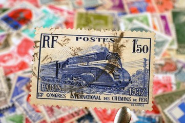 timbres - 13 ème congrès international  des chemins de fer 1937 - philatélie France