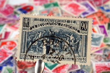 timbres - 90c - 150 ème anniversaire de la Révolution Française - Le serment du jeu de paume - philatélie France