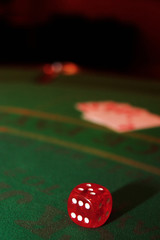 red dice on casino table