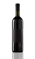Red wine bottle isolated on white.