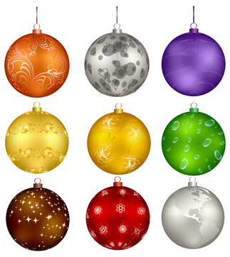 nine vector christmas design balls