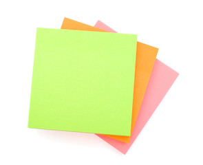 Color paper notes isolated on white background