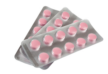 Blister with pills isolated on white
