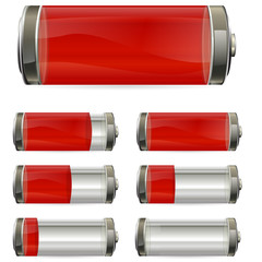 red battery with different levels of charging