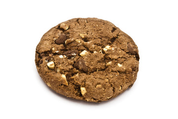Chocolate chip cookie on white background