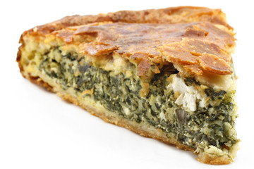 Traditional greek spinach pie ( spanakopita ) with goat cheese