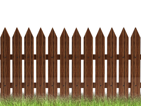 Wooden fence with grass