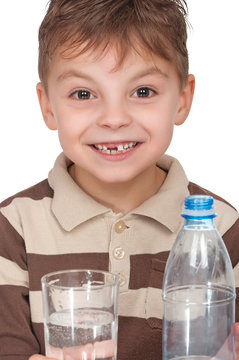 Boy with a bottle of water