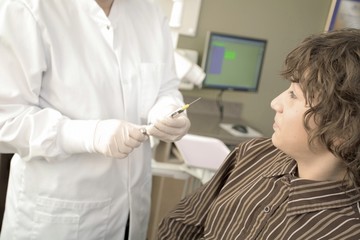 Fototapeta premium Boy About To Get Needle