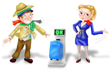 man at the weighing of luggage