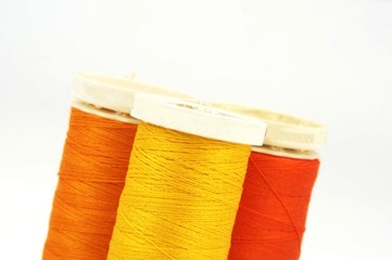 Group of colorful spool of sewing threads