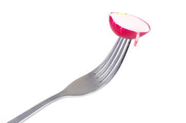 radish on a fork