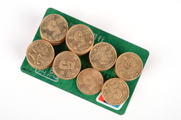 credit card and coins
