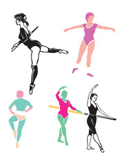 Fototapeta na wymiar ballet class figures
