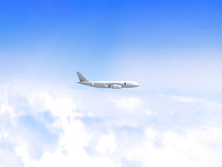 Naklejka na ściany i meble Samolot na błękitne niebo
